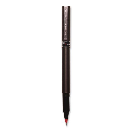 Deluxe Rollerball Pen, Stick, Micro 0.5 mm, Red Ink, Metallic Gray/Black/Red Barrel1
