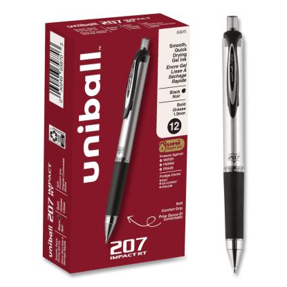 207 Impact RT Gel Pen, Retractable, Bold 1 mm, Black Ink, Black Barrel, Dozen1