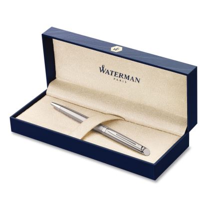 Hemisphere Ballpoint Pen, Retractable, Medium 1 mm, Blue Ink, Brushed Stainless Steel/Palladium-Chrome Barrel1