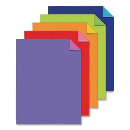 Double-Color Card Stock, 70 lb Cover Weight, 8.5 x 11, Assorted Bright Colors, 80/Pack1