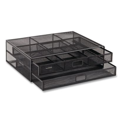 Two-Tier Metal Mesh Monitor Stand Laptop Riser, For 30" Monitors, 15.75 x 11.75 x 4.5, Black, Supports 30 lb1