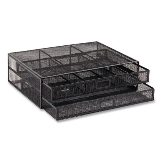 Two-Tier Metal Mesh Monitor Stand Laptop Riser, For 30" Monitors, 15.75 x 11.75 x 4.5, Black, Supports 30 lb1