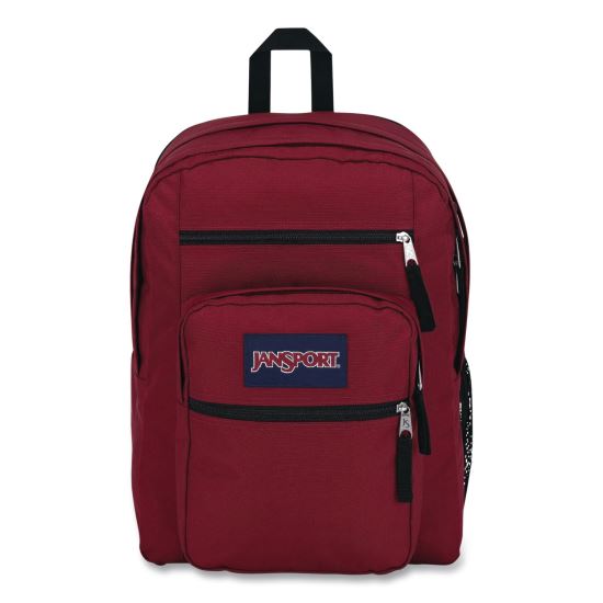 Big Student Backpack, Fits Devices Up to 15", Polyester, 13 x 7.5 x 17, Russet Red1