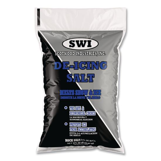 Rock Salt De-Icing Salt, 50 lb Bag, 50 Bags/Pallet1