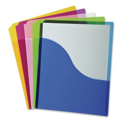 One-Pocket Plastic Portfolio Folder, 8.5 x 11, Wave, Assorted Colors, 5/Pack1