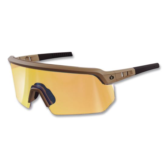 Skullerz AEGIR Color Enhancing Safety Glasses with Mirrored Lenses, Matte Desert Nylon Frame, High Contrast Yellow Lens1