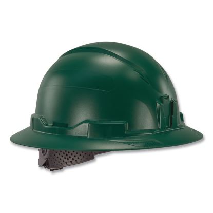 Skullerz 8963 Full Brim Class E Safety Helmet, 6-Point Rachet Suspension, Full Brim, Green1