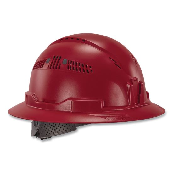 Skullerz 8964 Full Brim Class C Safety Helmet, 6-Point Ratchet Suspension, Red1