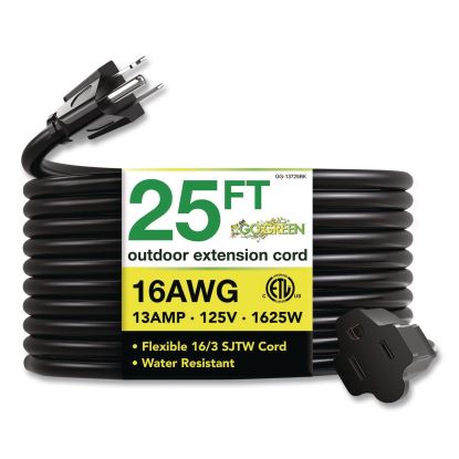 16 AWG Outdoor Extension Cord, 25 ft, 13 A, Black1