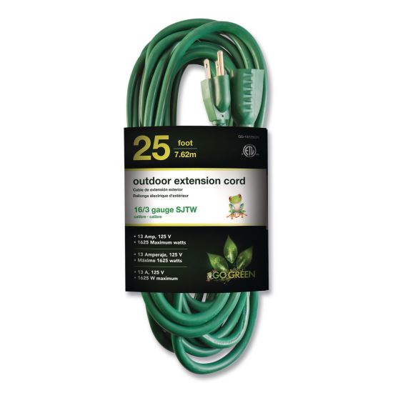 16 AWG Outdoor Extension Cord, 25 ft, 13 A, Green1