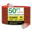 12 AWG Lighted End Heavy-Duty Extension Cord, 50 ft, 15 A, Orange/Black1