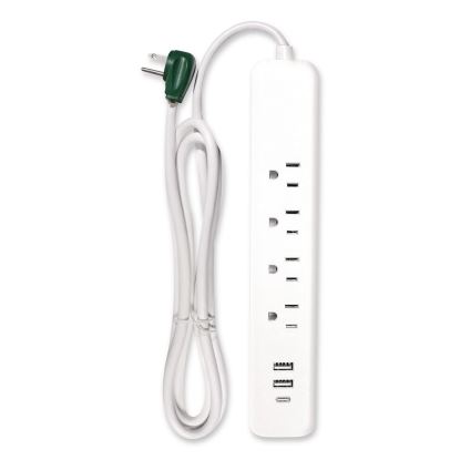 Four-Outlet Surge Protector with Three USB Ports, 4 ft Cord Length Cord, 450 J, White1
