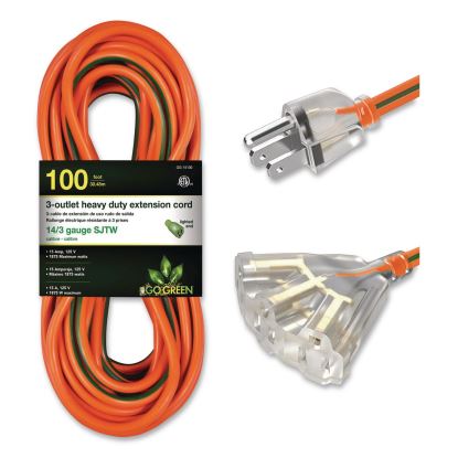 14 AWG 3-Outlet Heavy-Duty Extension Cord, 100 ft, 13 A, Orange1