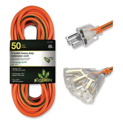 14 AWG 3-Outlet Heavy-Duty Extension Cord, 50 ft, 15 A, Orange1