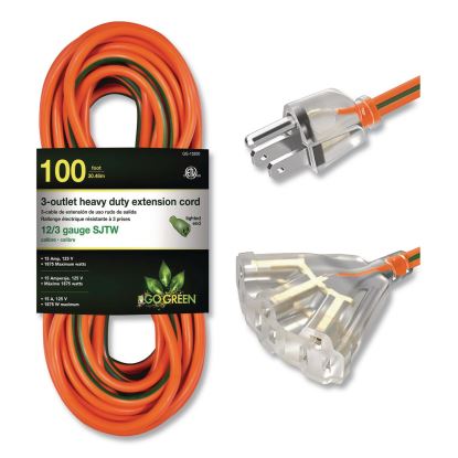 12 AWG 3-Outlet Heavy-Duty Extension Cord, 100 ft, 15 A, Orange1