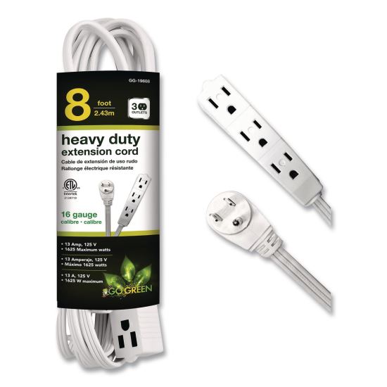 3 Outlet Indoor Extension Cord, 8 ft, 13 A, White1