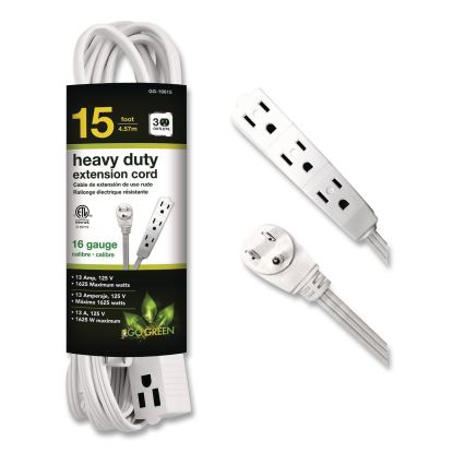 3 Outlet Indoor Extension Cord, 15 ft, 13 A, White1