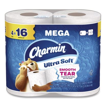 Ultra Soft Bathroom Tissue, Mega Roll, Septic Safe, 2-Ply, White, 208 Sheets/Roll, 4 Rolls/Pack, 8 Packs/Carton1
