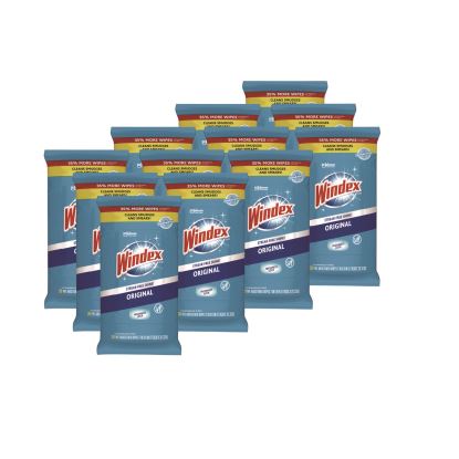 Glass and Surface Wet Wipe, Cloth, 7 x 8, Unscented, White, 38/Pack, 12 Packs/Carton1