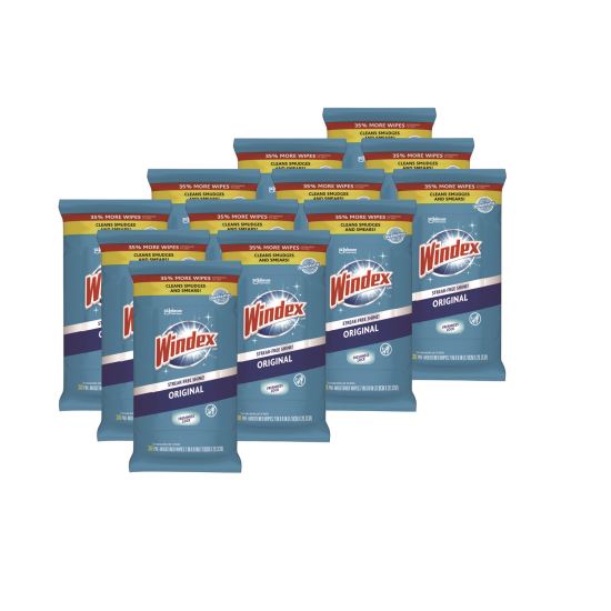 Glass and Surface Wet Wipe, Cloth, 7 x 8, Unscented, White, 38/Pack, 12 Packs/Carton1