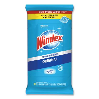 Glass and Surface Wet Wipe, Cloth, 7 x 8, Unscented, White, 38/Pack1