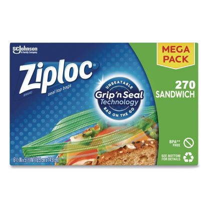 Sandwich Seal Top Bags, 6.5" x 5.88", Clear, 270/Box1