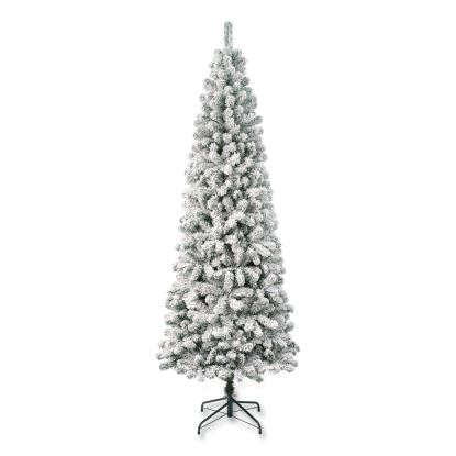 Acacia Medium Flocked Tree, 34" x 34" x 88.5" Green Tree, Green Tree Stand1
