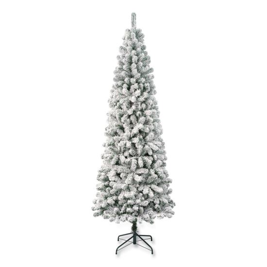 Acacia Medium Flocked Tree, 34" x 34" x 88.5" Green Tree, Green Tree Stand1