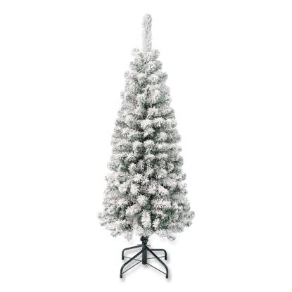 Acacia Pencil Slim Flocked Tree, 21" x 21" x 53.1", Green Tree, Green Tree Stand1