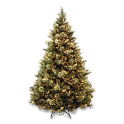 Pre-Lit Carolina Pine Tree, 55" x 55" x 78", Green Tree, Green Tree Stand1