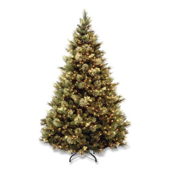 Pre-Lit Carolina Pine Tree, 55" x 55" x 78", Green Tree, Green Tree Stand1