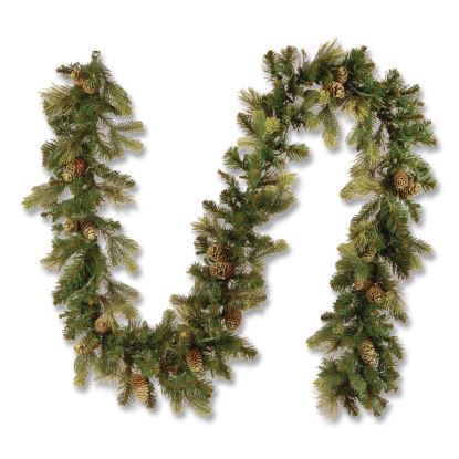 Pre-Lit Carolina Pine Garland, AC Powered, Clear Incandescent Lights, 108" Long, Green1