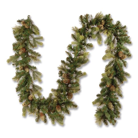 Pre-Lit Carolina Pine Garland, AC Powered, Clear Incandescent Lights, 108" Long, Green1