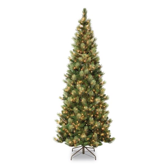 Pre-Lit Charleston Pine Slim Tree, 50" x 50" x 108", Green Tree, Green Tree Stand1