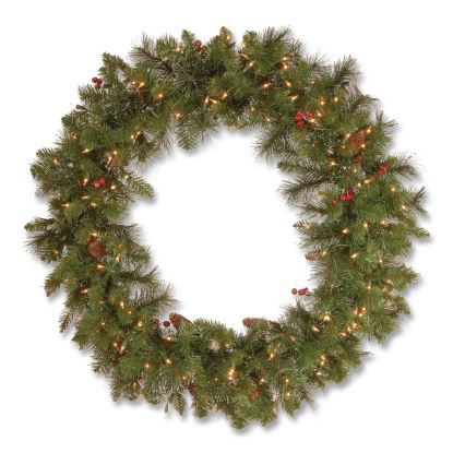 Pre-Lit Crestwood Spruce Wreath, AC Powered, Clear Incandescent Lights, 36" Diameter x 5"h, Green1