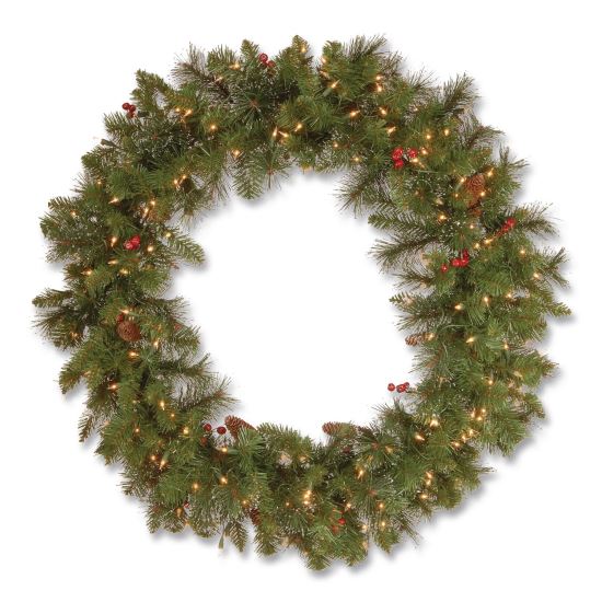 Pre-Lit Crestwood Spruce Wreath, AC Powered, Clear Incandescent Lights, 36" Diameter x 5"h, Green1