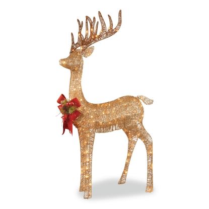 Pre-Lit Standing Reindeer, AC Powered, Warm White LED Lights, 20.5" x  27" x 48", Champagne1