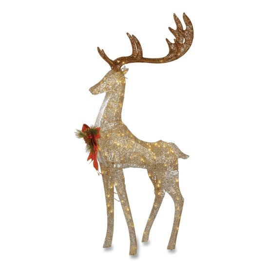 Pre-Lit Crystal Champagne Standing Buck, AC Powered, Warm White LED Lights, 9" x 26" x 55", Assorted Colors1