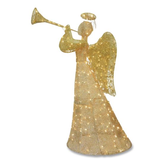Champagne Angel Decoration, AC Powered, Warm White LED Lights, 18" x 33" x 60", Champagne1
