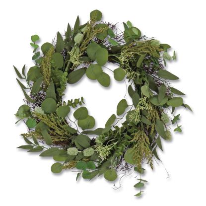 Eucalyptus and Baby's Breath Spring Wreath, 22" Diameter x 5" h, Green1