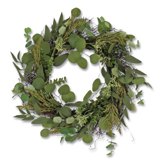 Eucalyptus and Baby's Breath Spring Wreath, 22" Diameter x 5" h, Green1