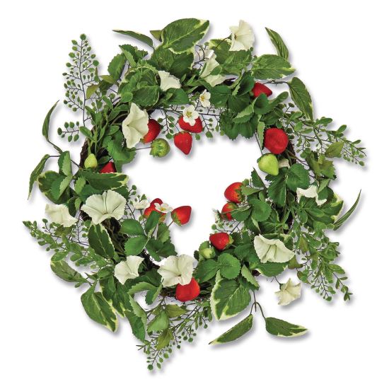 Petunia and Strawberry Wreath,  22" Diameter x 5"h, White1