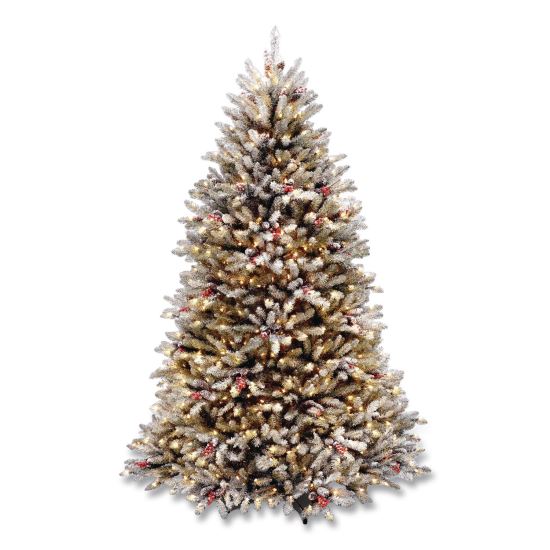 Pre-Lit Dunhill Fir Snowy Tree, 53" x 53" x 78", Green Tree, Green Tree Stand1