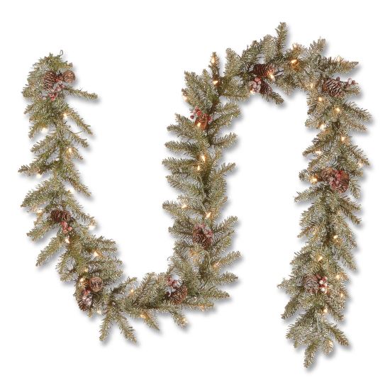 Pre-Lit Dunhill Fir Garland, AC Powered, Clear Incandescent Lights, 108" Long, Green1