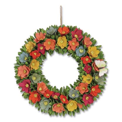 Spring Floral Wreath with Butterfly, 19.7" x 19.7" x 4.3", Assorted Colors1