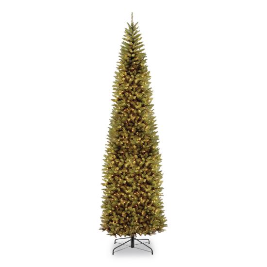 Pre-Lit Kingswood Fir Pencil Slim Tree, 37" x 37" x 120", Green Tree, Green Tree Stand1