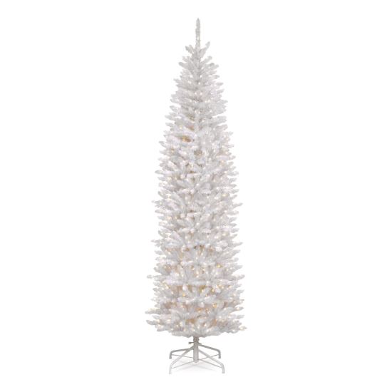 Pre-Lit Kingswood Fir Pencil Slim Tree, 35" x 35" x 108", White Tree, White Tree Stand1