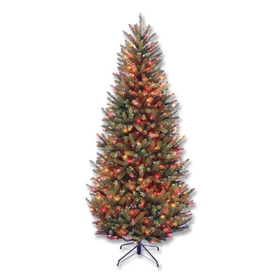 Pre-Lit Natural Fraser Fir Slim Tree, 40" x 40" x 78", Green Tree, Green Tree Stand1