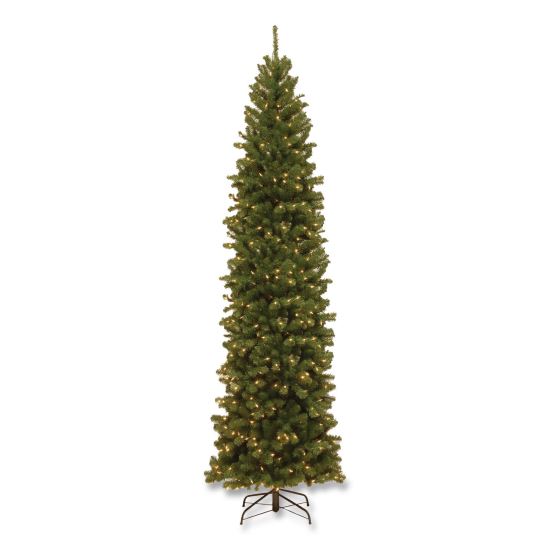 Pre-Lit North Valley Spruce Pencil Slim Tree, 40" x 40" x 108", Green Tree, Green Tree Stand1