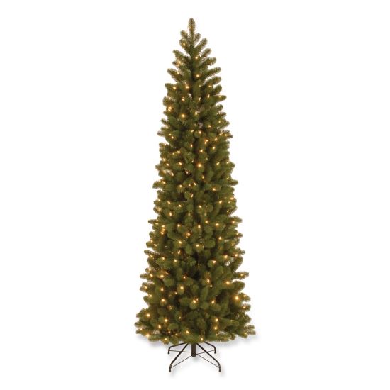 Pre-Lit Downswept Douglas Fir Pencil Slim Tree, 30" x 30" x 78", Green Tree, Green Tree Stand1